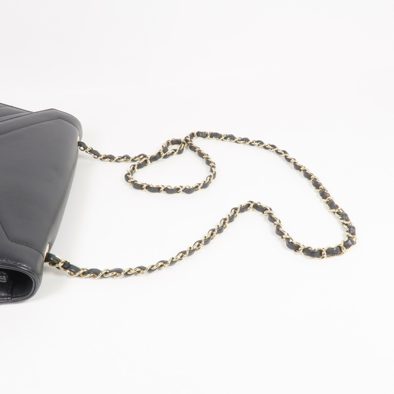 CHANEL 牛皮皮革Chain Shoulder金扣鏈帶肩背袋-4