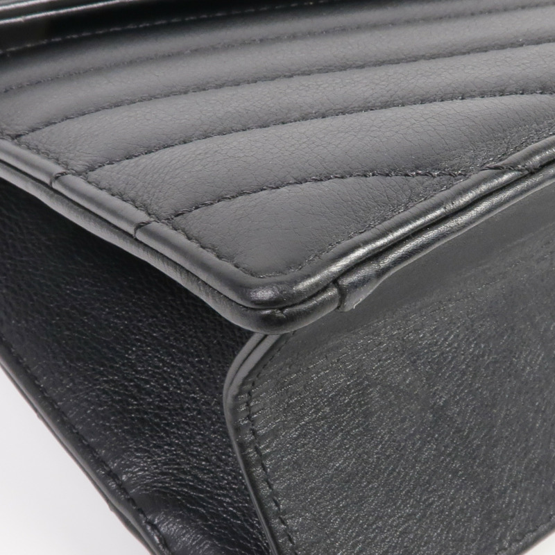 CHANEL 牛皮皮革Chain Shoulder金扣鏈帶肩背袋-6