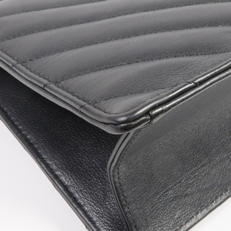 CHANEL 牛皮皮革Chain Shoulder金扣鏈帶肩背袋-8