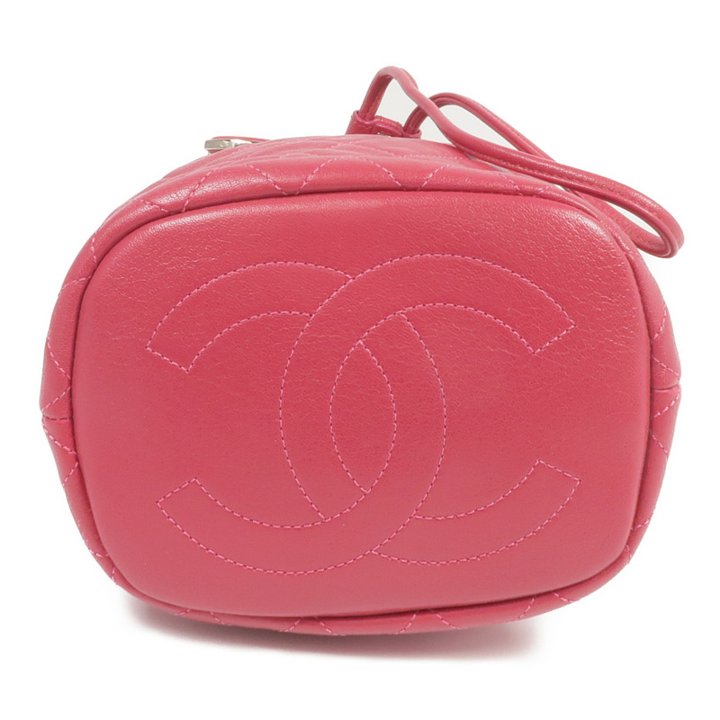 CHANEL 牛皮皮革Bucket Bag銀扣手挽肩背兩用袋-3