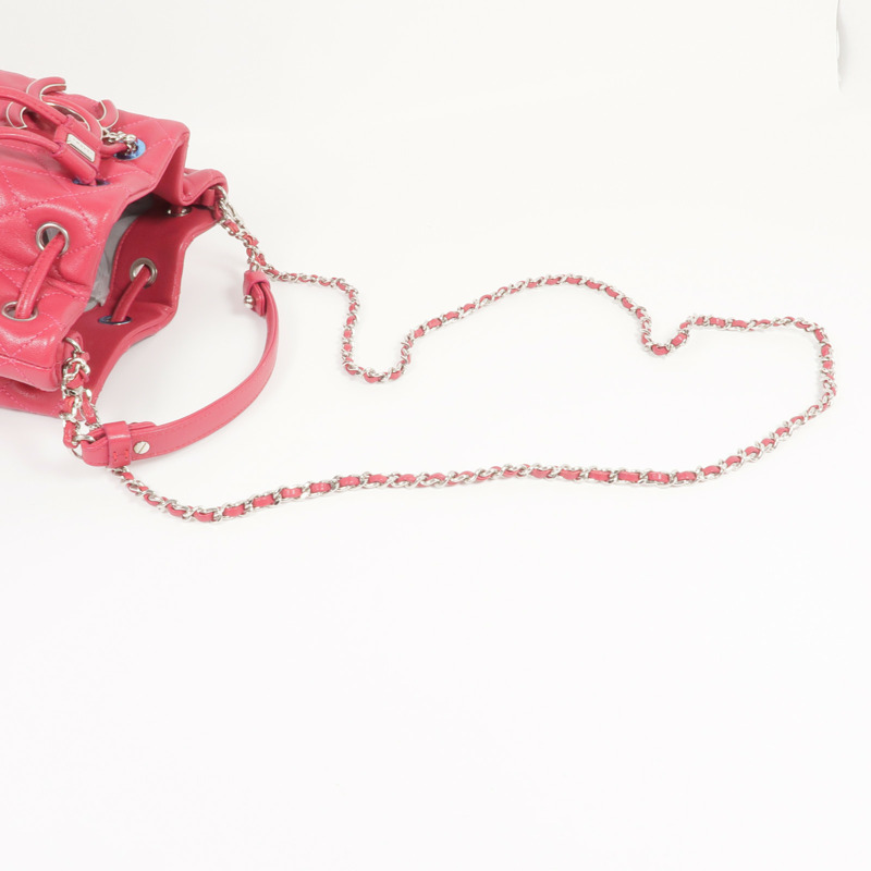 CHANEL 牛皮皮革Bucket Bag銀扣手挽肩背兩用袋-4