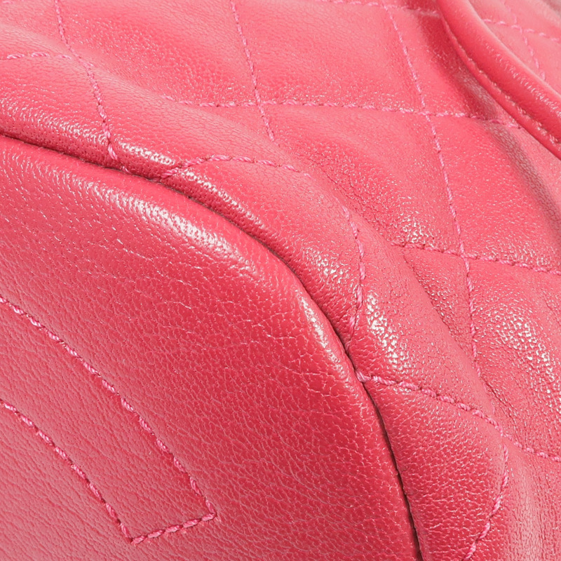 CHANEL 牛皮皮革Bucket Bag銀扣手挽肩背兩用袋-5