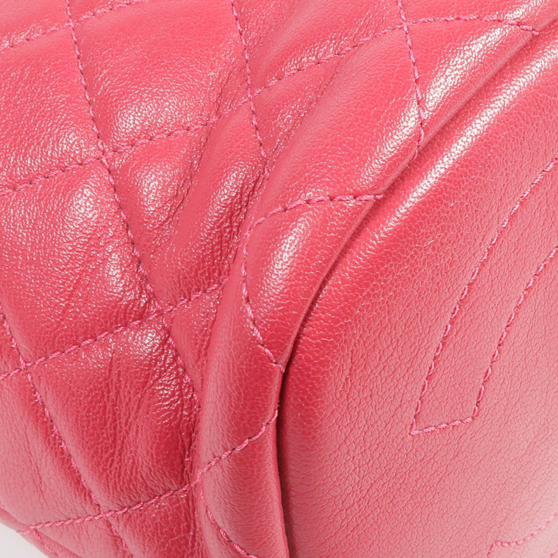 CHANEL 牛皮皮革Bucket Bag銀扣手挽肩背兩用袋-8