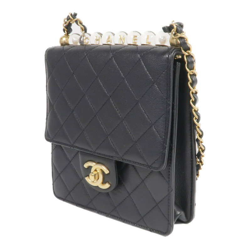 CHANEL 牛皮皮革Chain Shoulder金扣鏈帶肩背袋-2