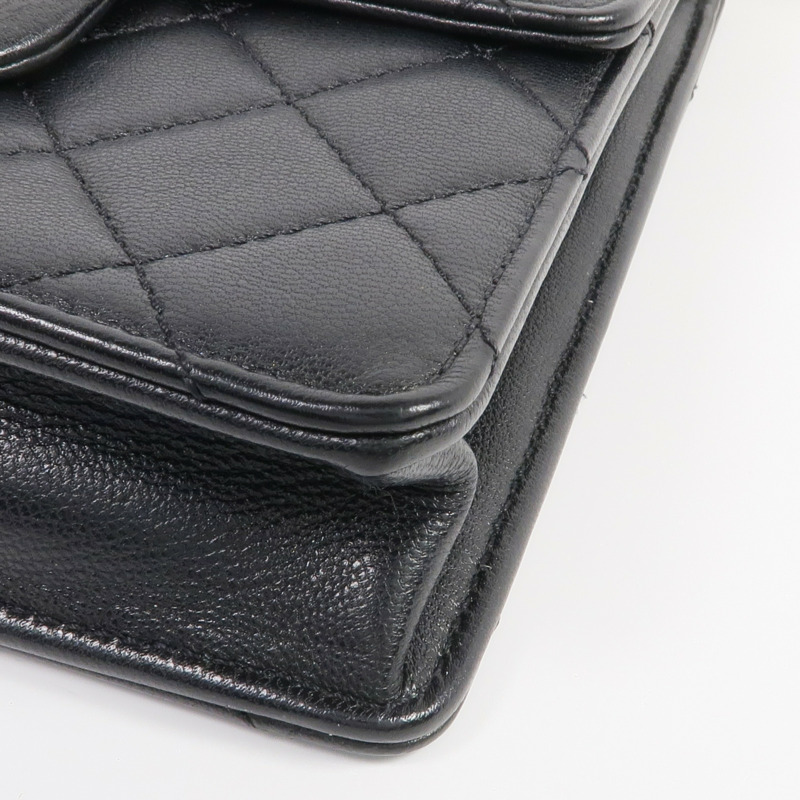 CHANEL 牛皮皮革Chain Shoulder金扣鏈帶肩背袋-5