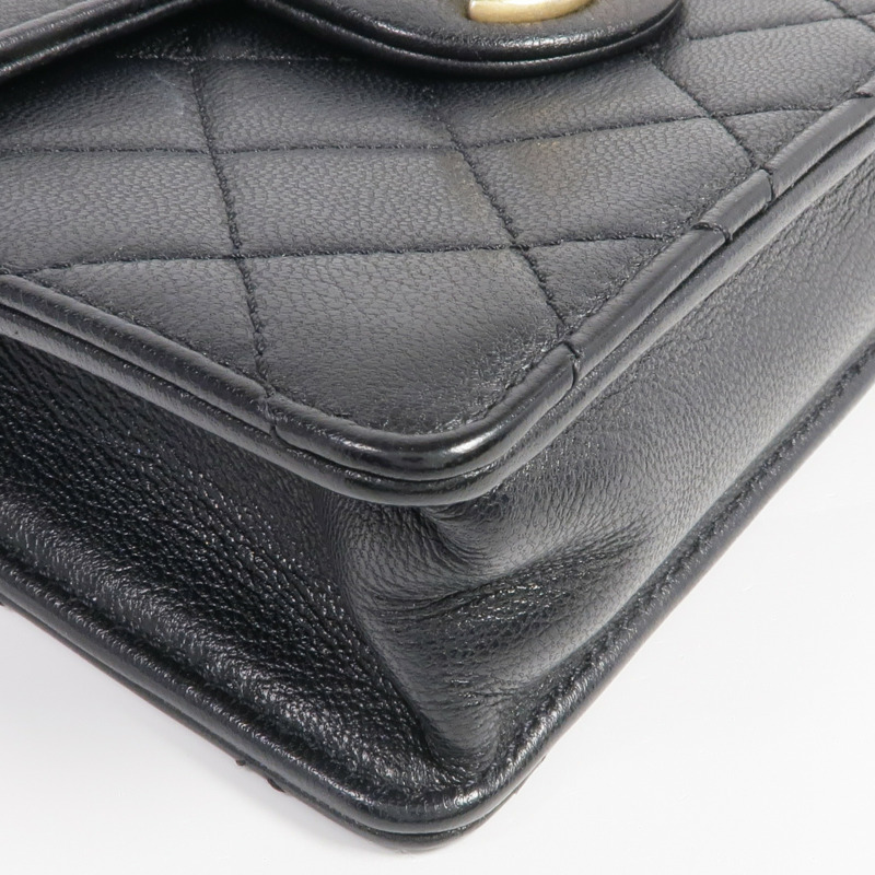 CHANEL 牛皮皮革Chain Shoulder金扣鏈帶肩背袋-6