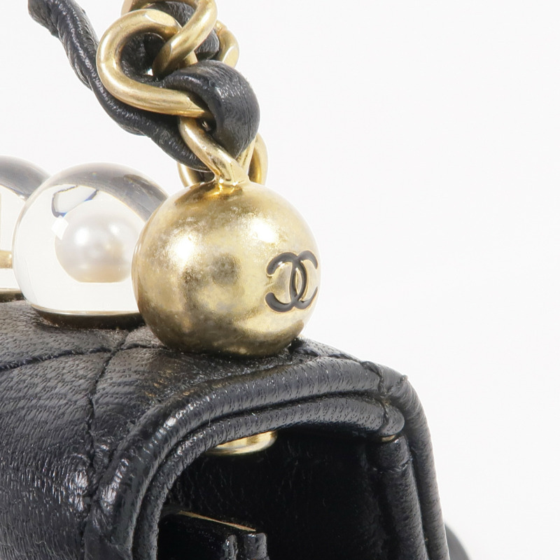 CHANEL 牛皮皮革Chain Shoulder金扣鏈帶肩背袋-10