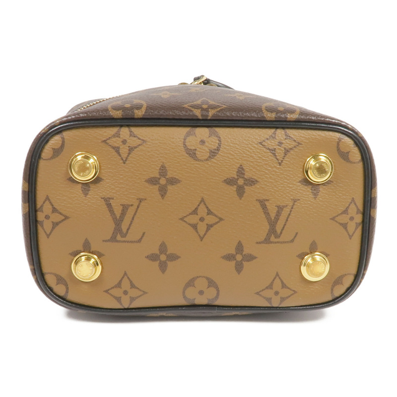 LOUIS VUITTON Monogram/Monogram Reverse Vanity PM金扣手挽肩背兩用袋棕色-3