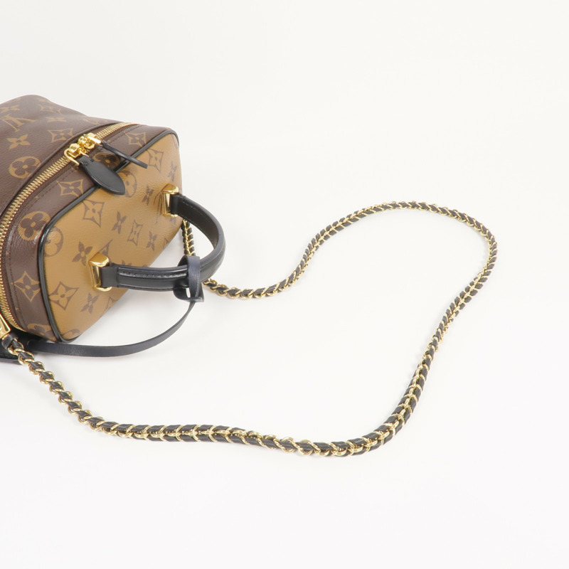 LOUIS VUITTON Monogram/Monogram Reverse Vanity PM金扣手挽肩背兩用袋棕色-4
