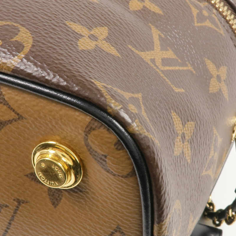 LOUIS VUITTON Monogram/Monogram Reverse Vanity PM金扣手挽肩背兩用袋棕色-5
