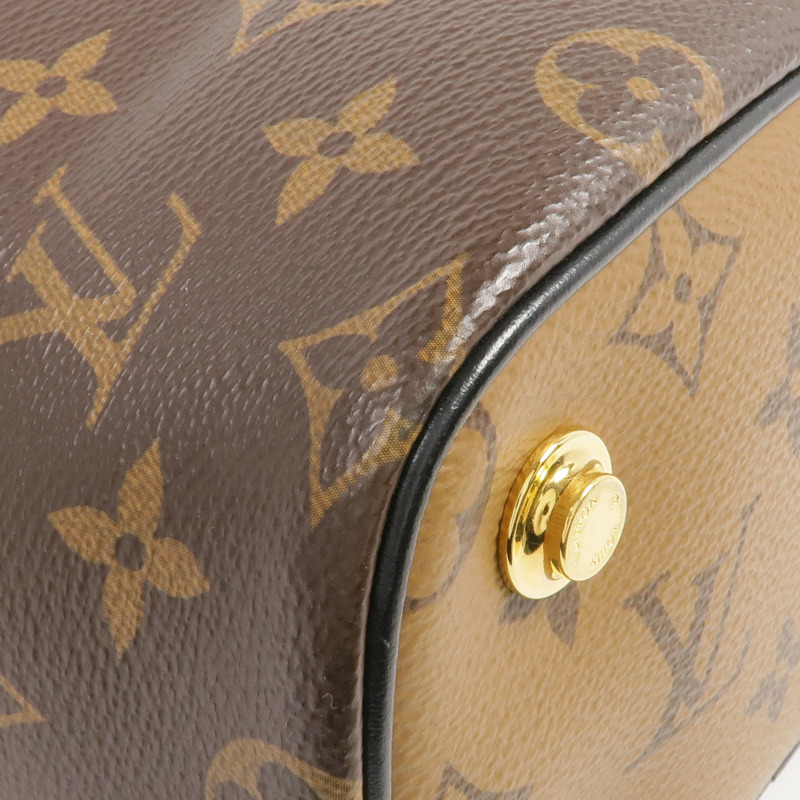 LOUIS VUITTON Monogram/Monogram Reverse Vanity PM金扣手挽肩背兩用袋棕色-6