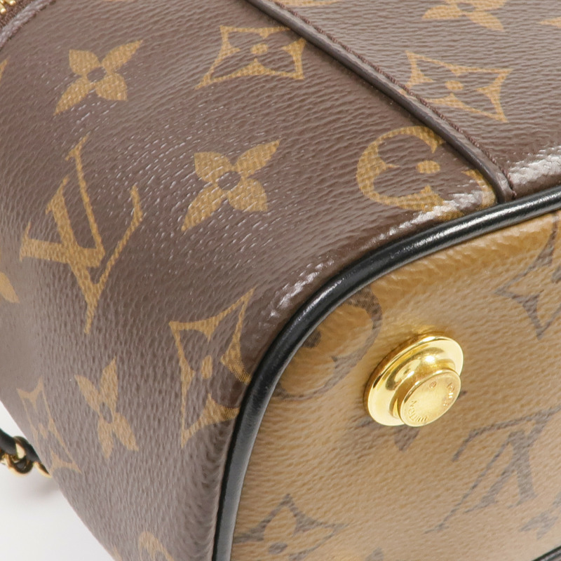 LOUIS VUITTON Monogram/Monogram Reverse Vanity PM金扣手挽肩背兩用袋棕色-8