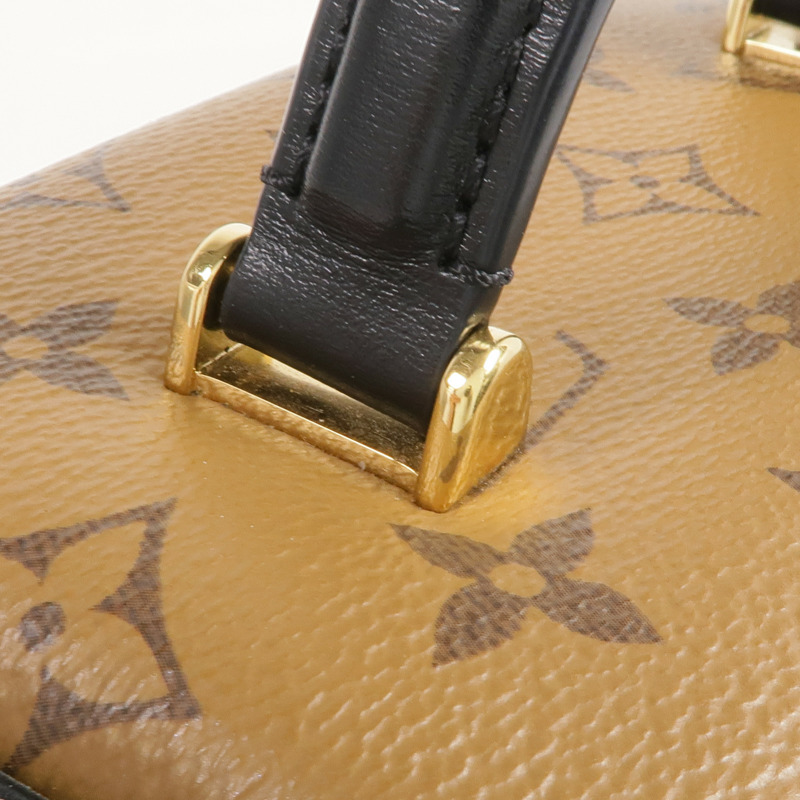 LOUIS VUITTON Monogram/Monogram Reverse Vanity PM金扣手挽肩背兩用袋棕色-10