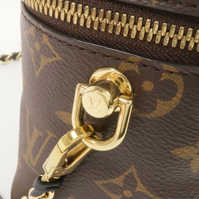 LOUIS VUITTON Monogram/Monogram Reverse Vanity PM金扣手挽肩背兩用袋棕色-11
