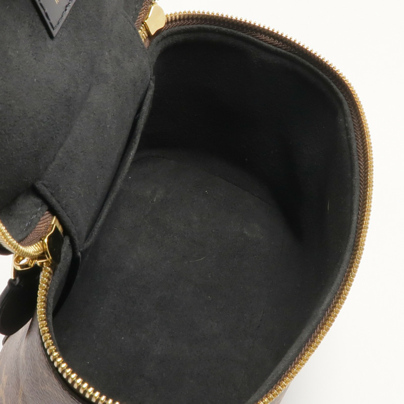 LOUIS VUITTON Monogram/Monogram Reverse Vanity PM金扣手挽肩背兩用袋棕色-12