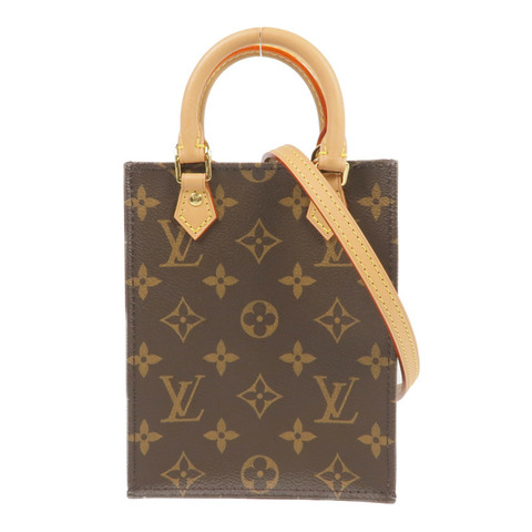 LOUIS VUITTON Monogram Petit Sac Plat金扣手挽肩背兩用袋Monogram Petit Sac Plat金扣手挽肩背兩用袋