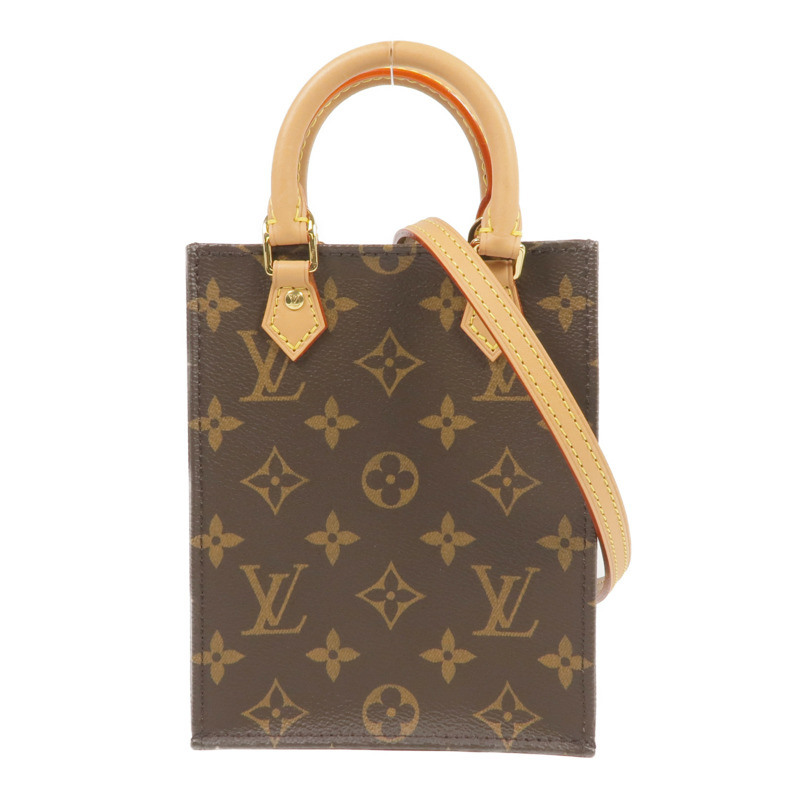 LOUIS VUITTON Monogram Petit Sac Plat金扣手挽肩背兩用袋Monogram Petit Sac Plat金扣手挽肩背兩用袋-0