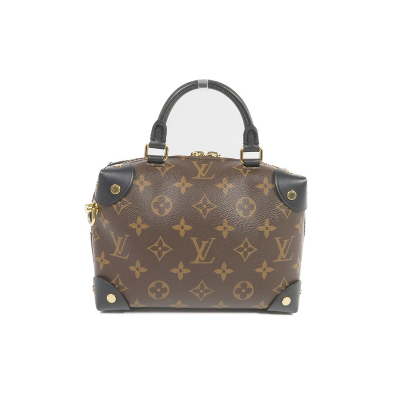 LOUIS VUITTON Monogram Petite Malle Souple金扣手挽肩背兩用袋棕色-1