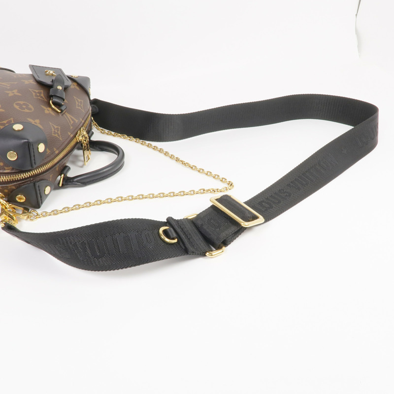 LOUIS VUITTON Monogram Petite Malle Souple金扣手挽肩背兩用袋棕色-4