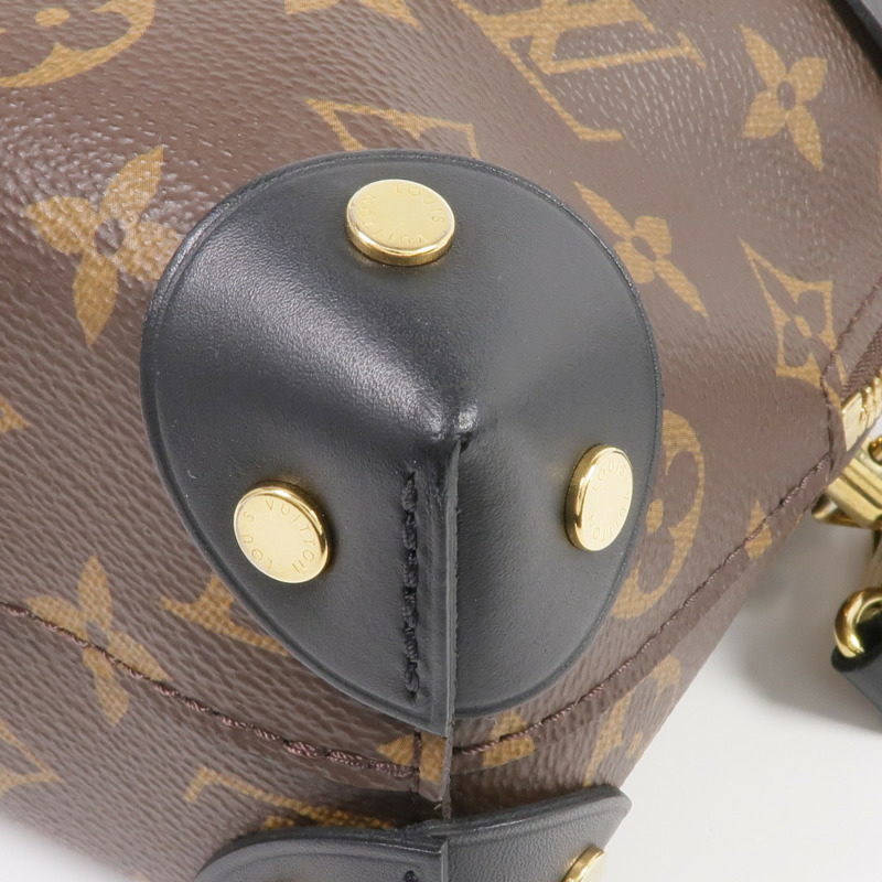 LOUIS VUITTON Monogram Petite Malle Souple金扣手挽肩背兩用袋棕色-5