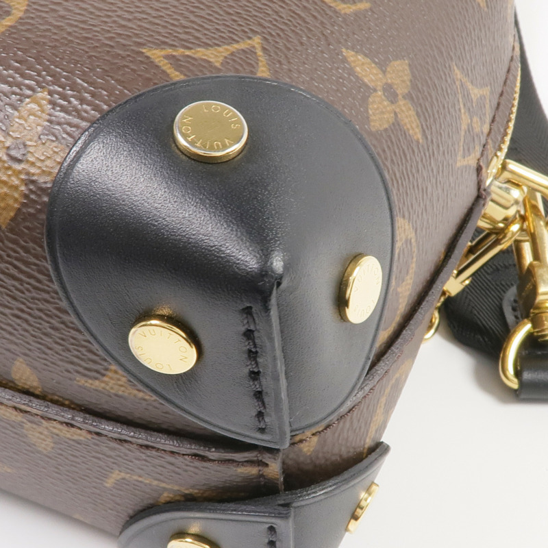 LOUIS VUITTON Monogram Petite Malle Souple金扣手挽肩背兩用袋棕色-7