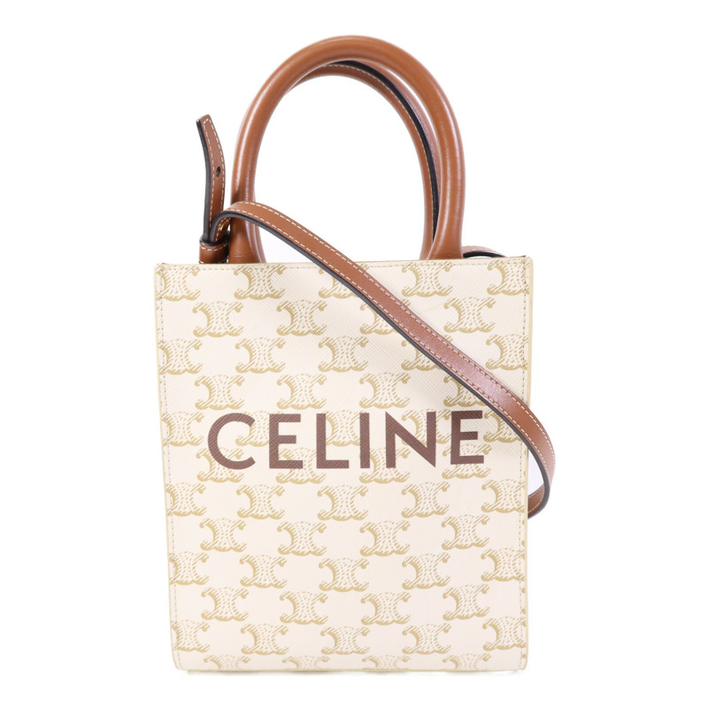 CELINE 塗層帆布Cabas Tote Bag mimi金扣手挽肩背兩用袋-0