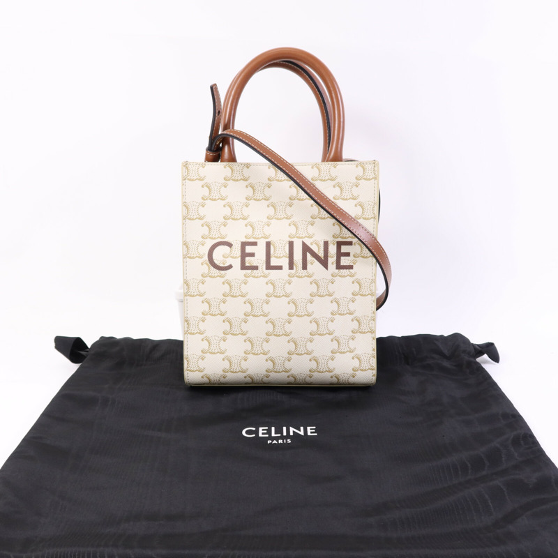 CELINE 塗層帆布Cabas Tote Bag mimi金扣手挽肩背兩用袋-8