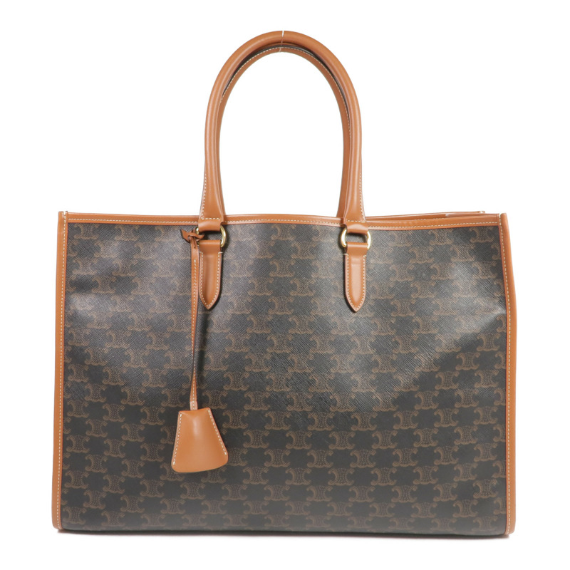 CELINE 塗層帆布Horizontal Cabas Triomphe金扣肩背袋/手挽袋-0