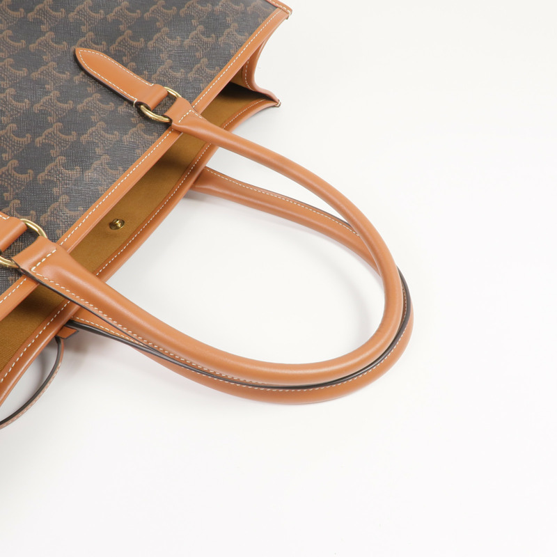 CELINE 塗層帆布Horizontal Cabas Triomphe金扣肩背袋/手挽袋-8