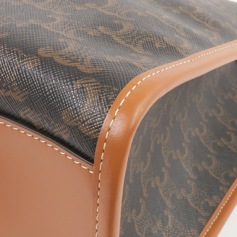 CELINE 塗層帆布Horizontal Cabas Triomphe金扣肩背袋/手挽袋-9