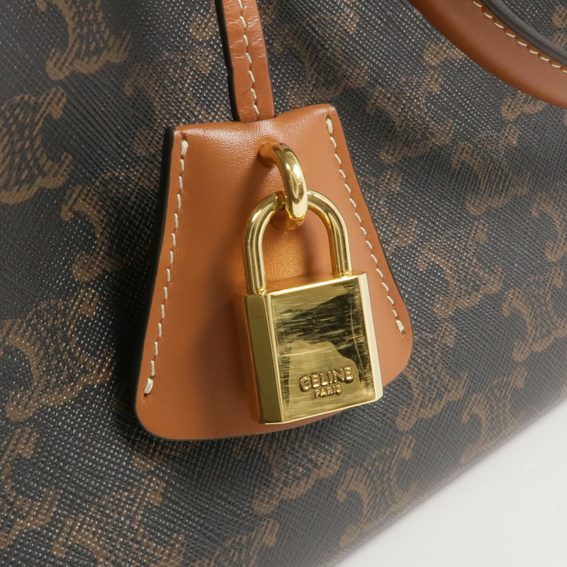 CELINE 塗層帆布Horizontal Cabas Triomphe金扣肩背袋/手挽袋-15