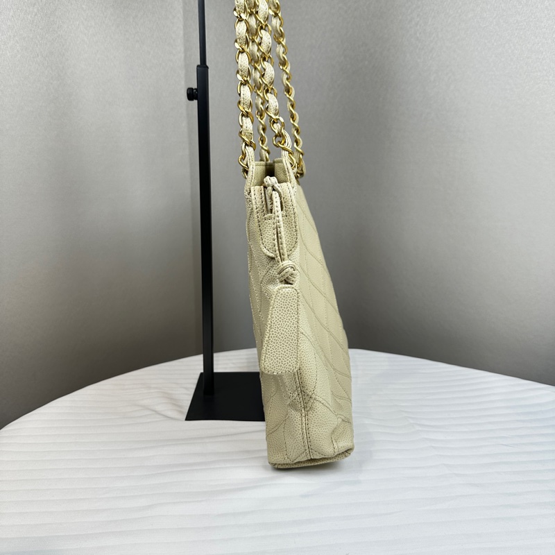香奈兒/Chanel 菱格紋魚子醬皮單肩托特包 18x7.5x24.5cm-2