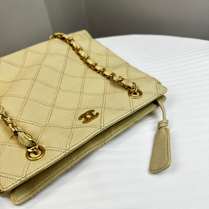 香奈兒/Chanel 菱格紋魚子醬皮單肩托特包 18x7.5x24.5cm-5