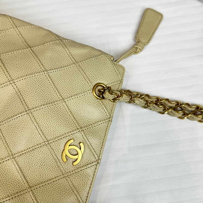 香奈兒/Chanel 菱格紋魚子醬皮單肩托特包 18x7.5x24.5cm-6