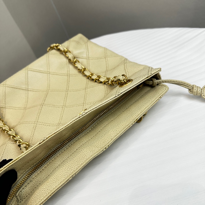 香奈兒/Chanel 菱格紋魚子醬皮單肩托特包 18x7.5x24.5cm-7