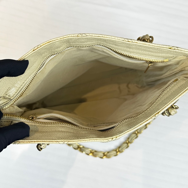 香奈兒/Chanel 菱格紋魚子醬皮單肩托特包 18x7.5x24.5cm-12