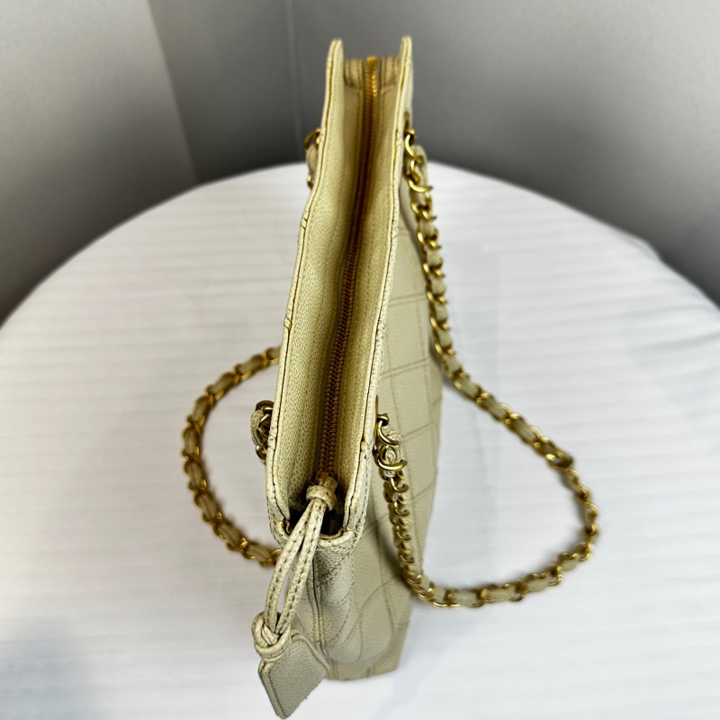 香奈兒/Chanel 菱格紋魚子醬皮單肩托特包 18x7.5x24.5cm-13