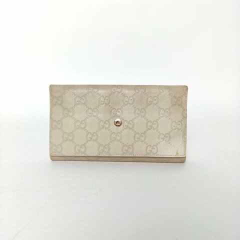 GUCCI 米色牛皮錢包肩背包