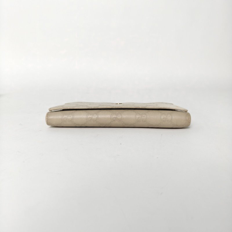 GUCCI 米色牛皮錢包肩背包-4