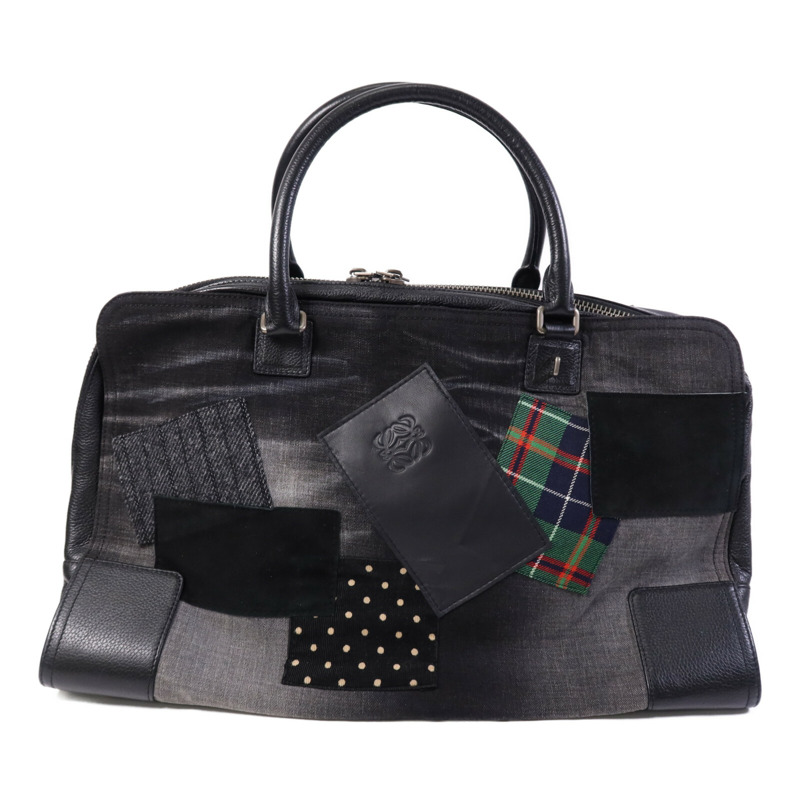 LOEWE 帆布Tote Bag銀扣肩背袋-0