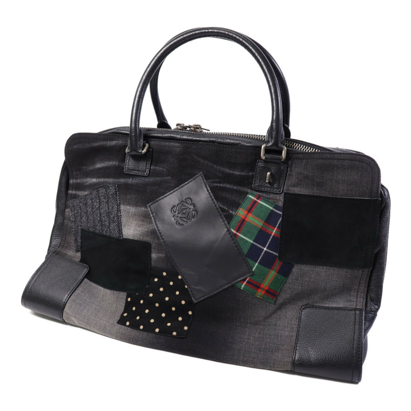 LOEWE 帆布Tote Bag銀扣肩背袋-1