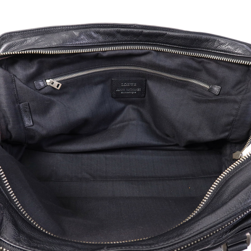 LOEWE 帆布Tote Bag銀扣肩背袋-4