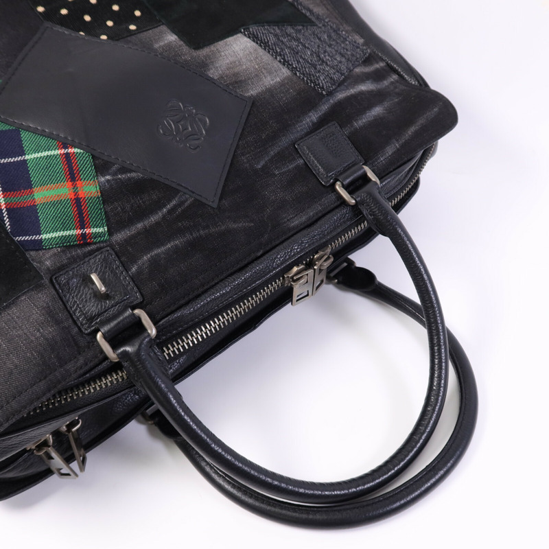 LOEWE 帆布Tote Bag銀扣肩背袋-9