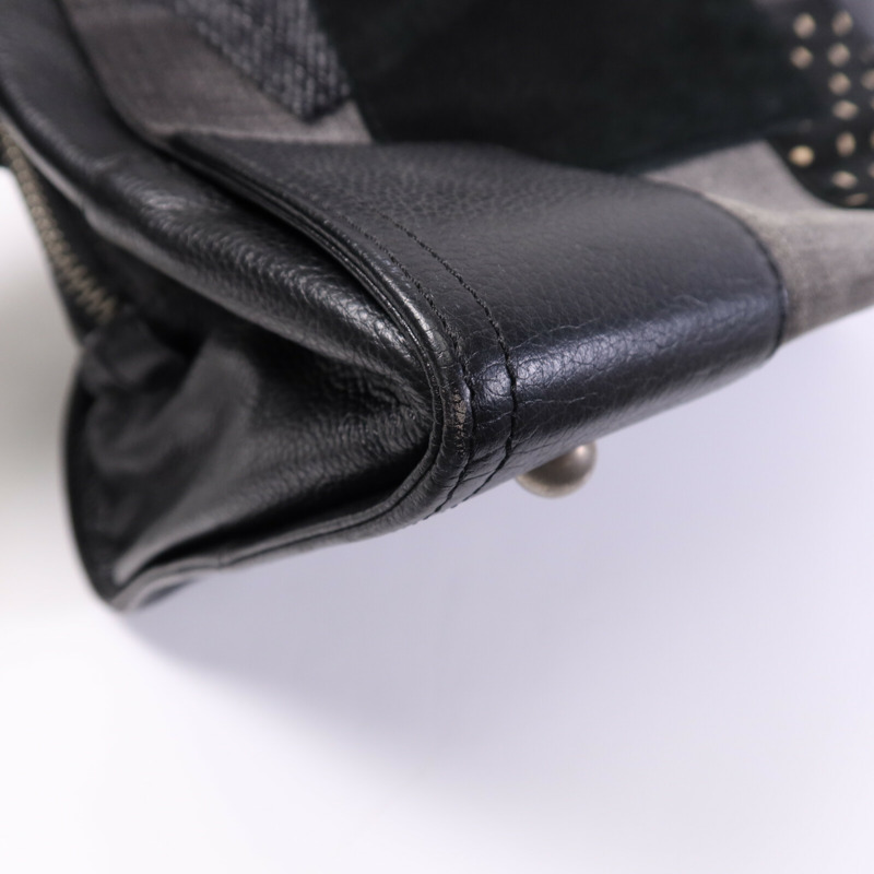 LOEWE 帆布Tote Bag銀扣肩背袋-11