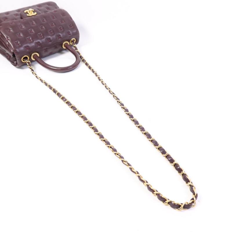 CHANEL 羊皮皮革CoCo Handle金扣鏈帶手挽肩背兩用袋-8