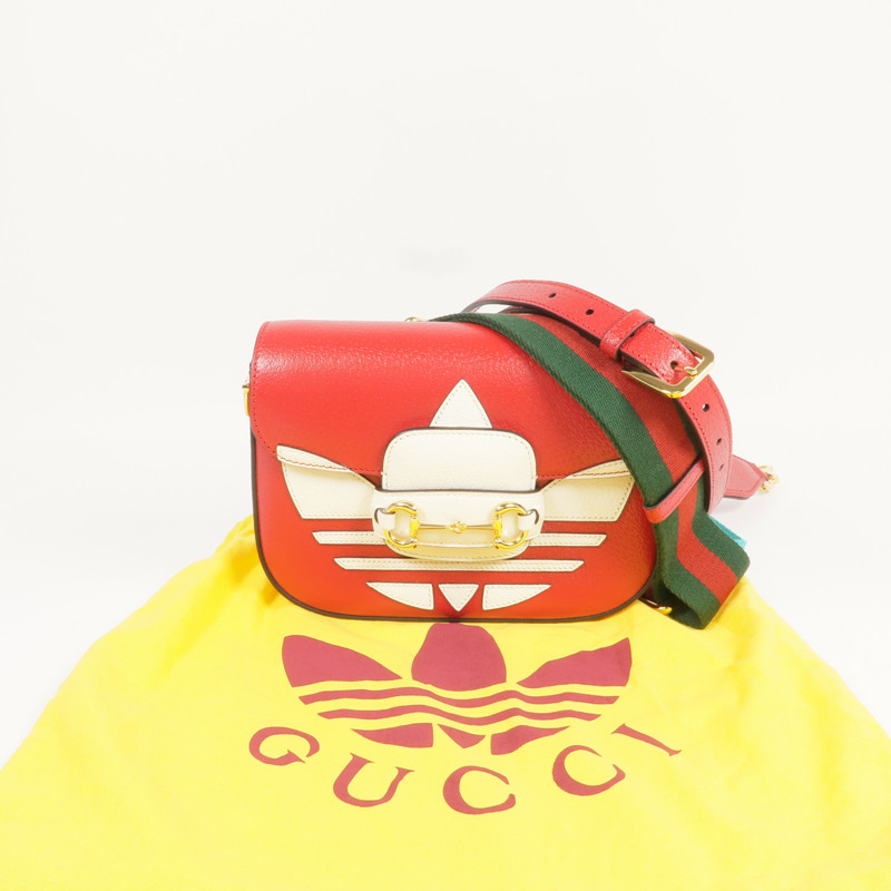 GUCCI 牛皮皮革Gucci x Adidas Horsebit 1955金扣肩背袋-9