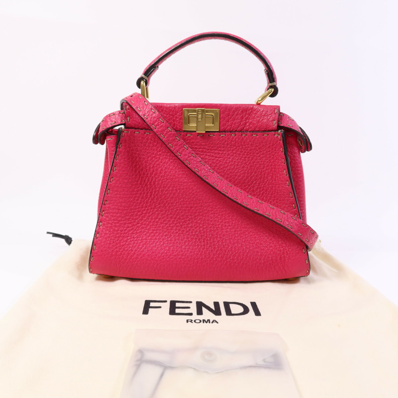 FENDI 牛皮皮革Selleria Peckaboo金扣手挽肩背兩用袋-11