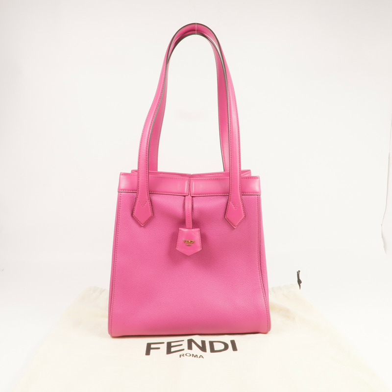 FENDI 牛皮皮革Origami Medium金扣肩背袋-8