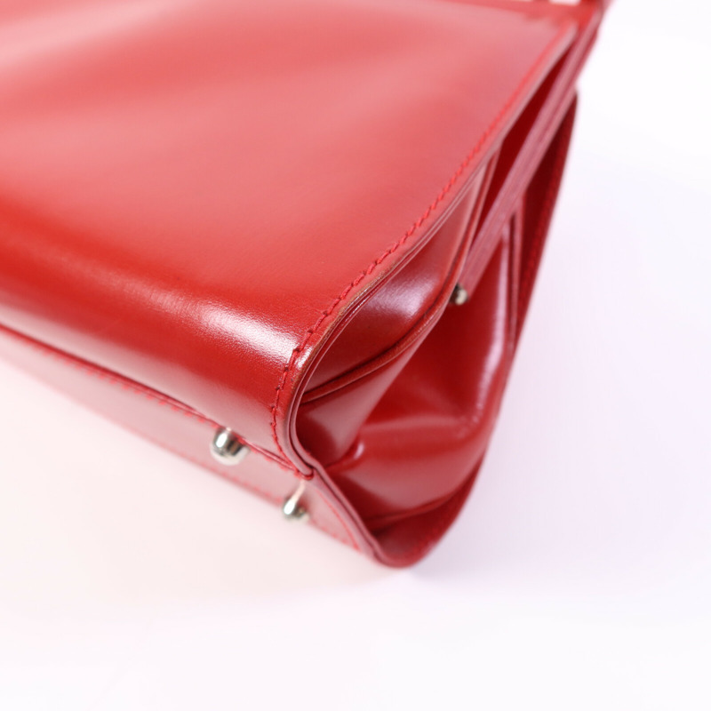 GUCCI 牛皮皮革Vintage Hand Bag銀扣手挽袋-10