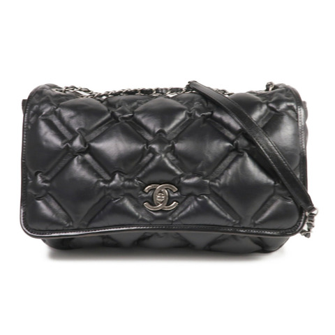 CHANEL 牛皮皮革Chain Shoulder銀扣鏈帶肩背袋